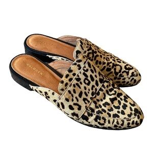 Halogen leopard print fur slides size 7M